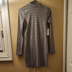 Forever 21 Multicolor Striped Long Sleeve Dress